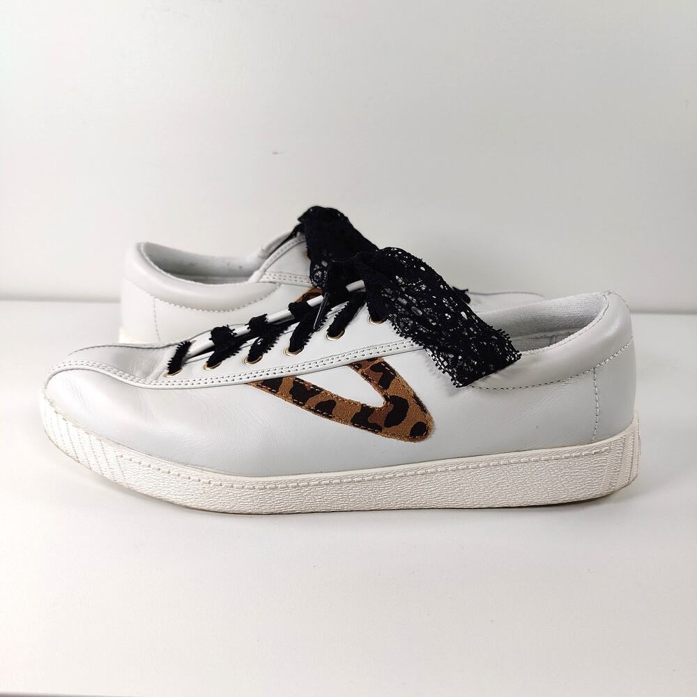 Tretorn Nylite Plus White Leather Leopard Sneakers Women’s 11 Lace Up